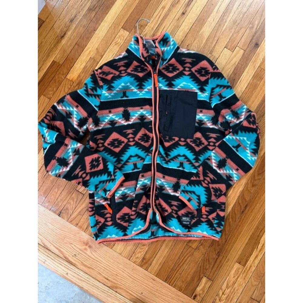 Wesc Geometric Print Fleece Zip Jacket | Men XL / Women XXL